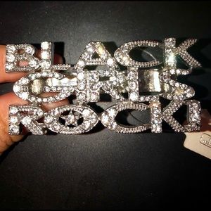 Black girls rock silver tone double finger ring